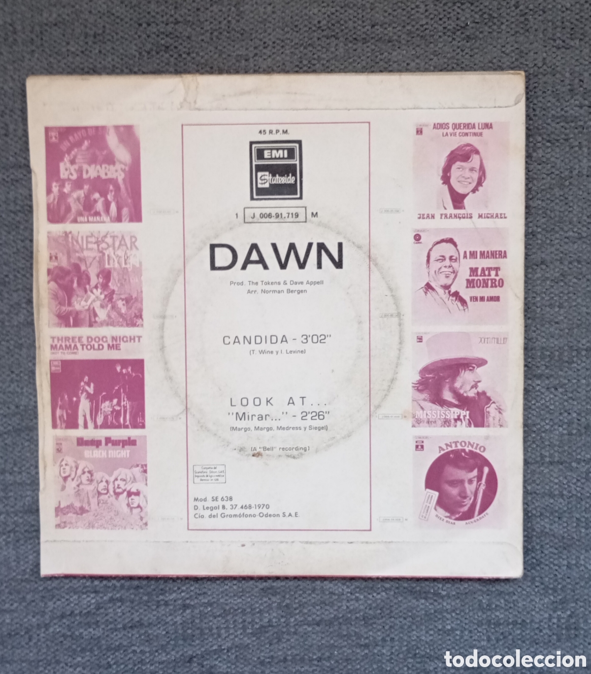 Discos de vinilo: Dawn. Candida/ Look At.... Single 7&rdquo;, a&ntilde;o 1970. - Foto 2