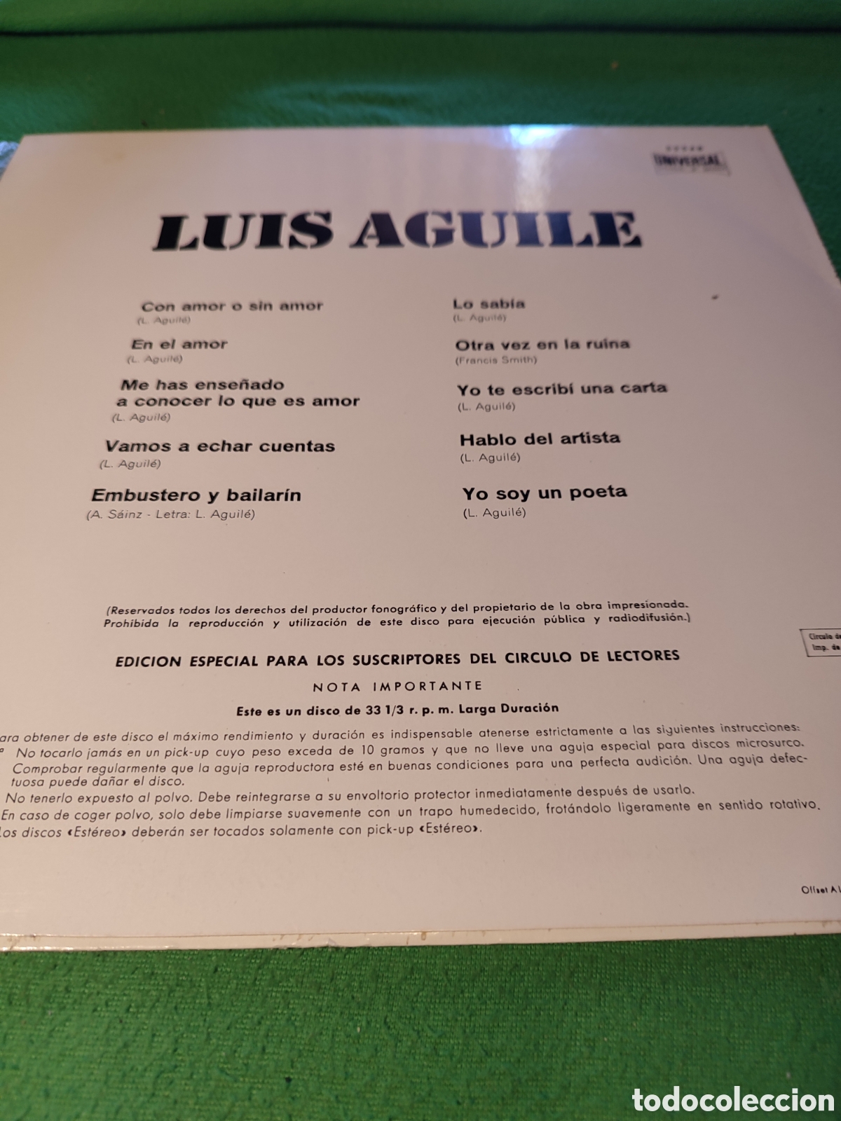 Discos de vinilo: Luis Aguil&eacute; - Same Vinilo Lp Orlador - Foto 2