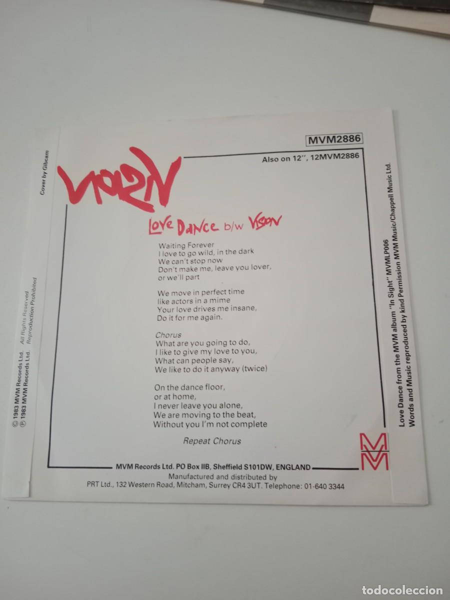 Discos de vinilo: VISION - LOVE DANCE . SINGLE - Foto 2