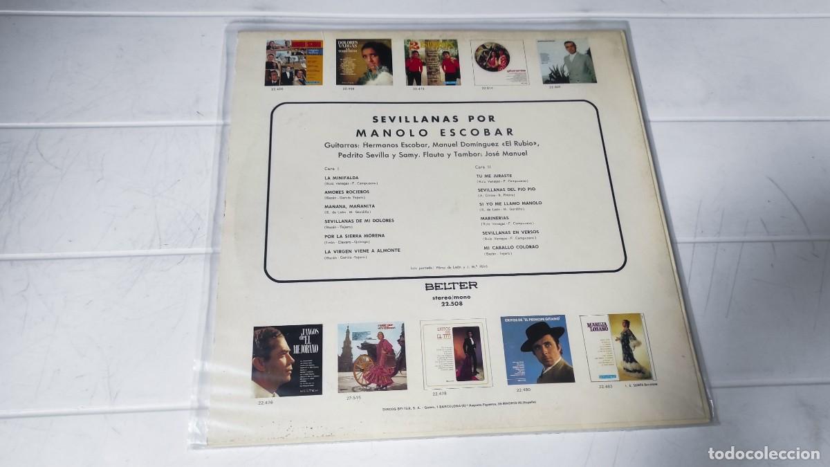 Discos de vinilo: LP MANOLO ESCOBAR - SEVILLANAS - Foto 2