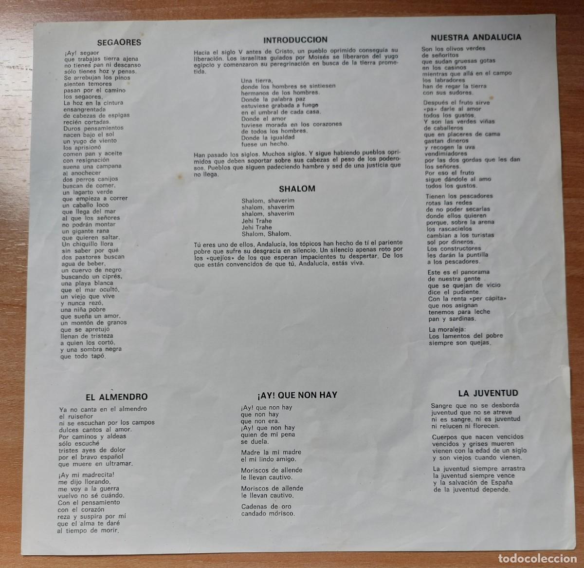 Discos de vinilo: JARCHA &rdquo;NUESTRA ANDALUCIA&rdquo; (45/74/1). - Foto 5