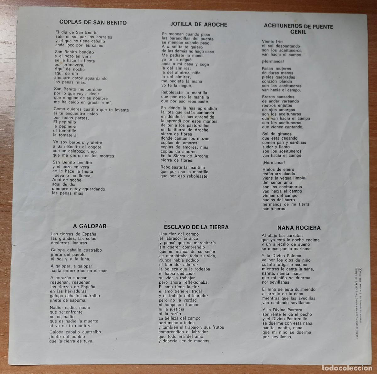 Discos de vinilo: JARCHA &rdquo;NUESTRA ANDALUCIA&rdquo; (45/74/1). - Foto 6