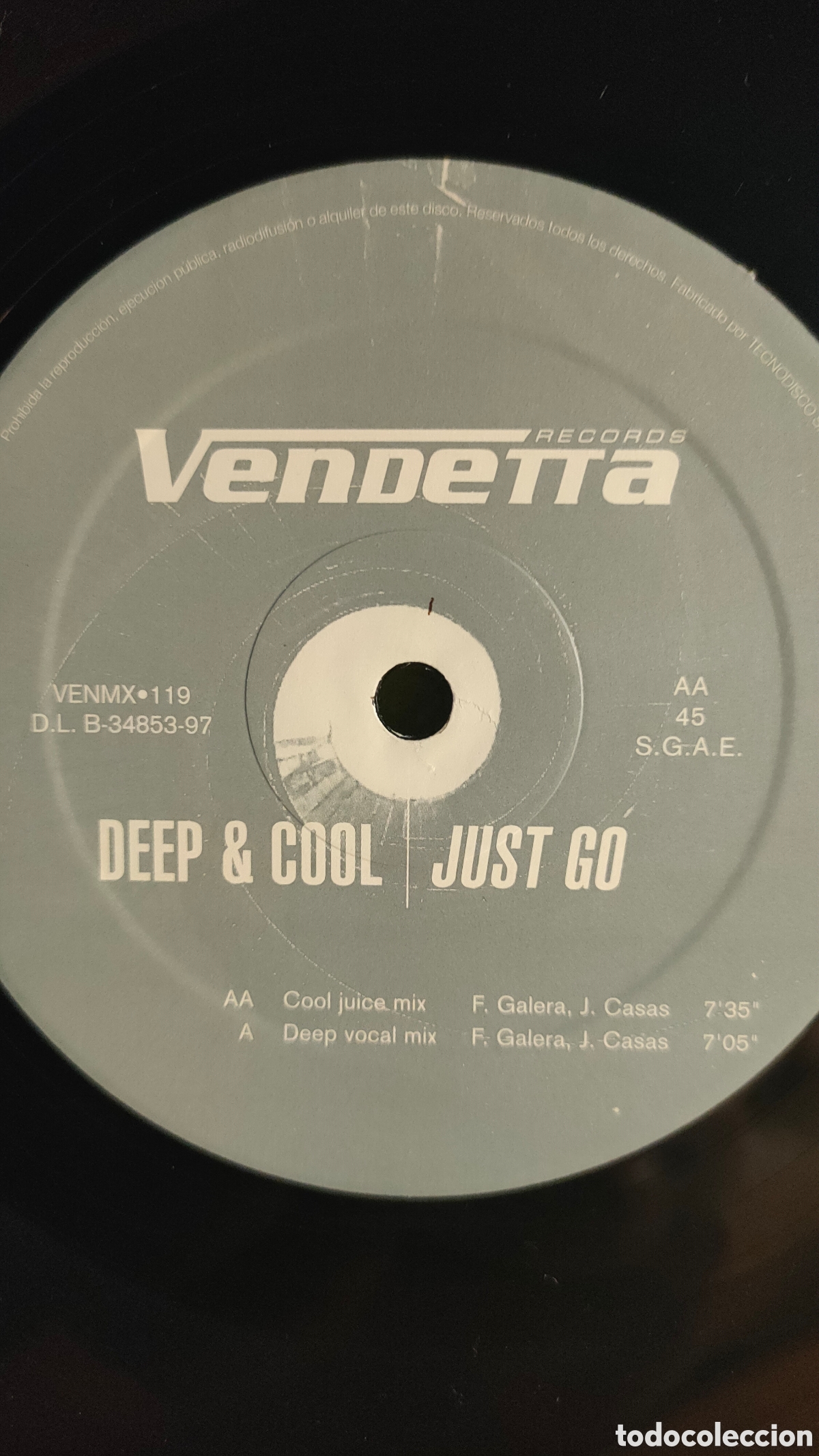Discos de vinilo: Deep & Cool &ndash; Just Go . 1997 original Spain disco 12&rdquo; vinilo - Foto 3