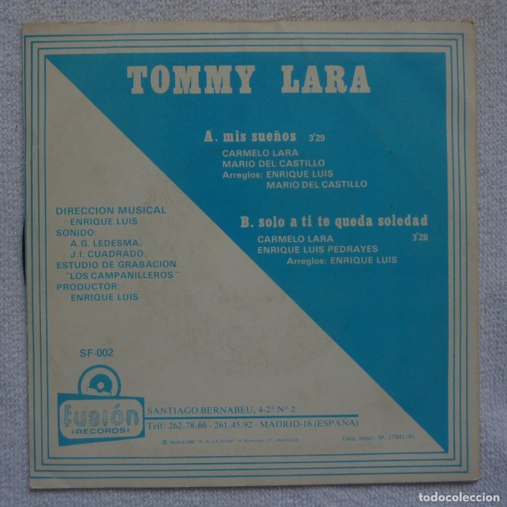 Discos de vinilo: TOMMY LARA // MIS SUE&Ntilde;OS // PROMOCIONAL // 1981 // SINGLE - Foto 2