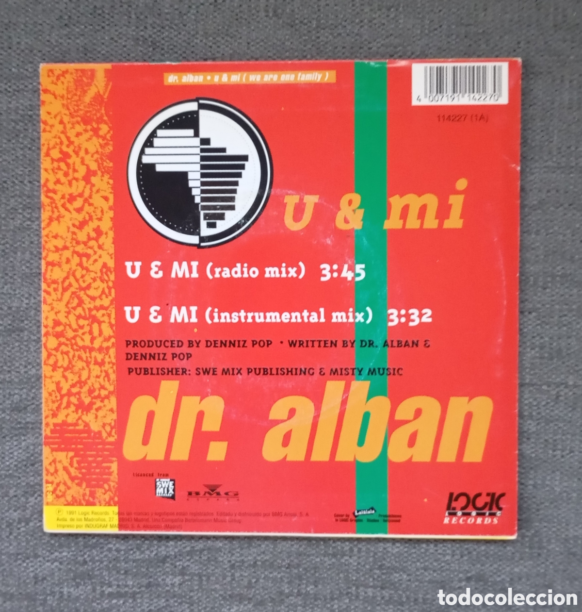 Discos de vinilo: Dr. Alban. U e Mi/ U e Mi instrumental. Single 7&rdquo;, a&ntilde;o 1991. - Foto 2