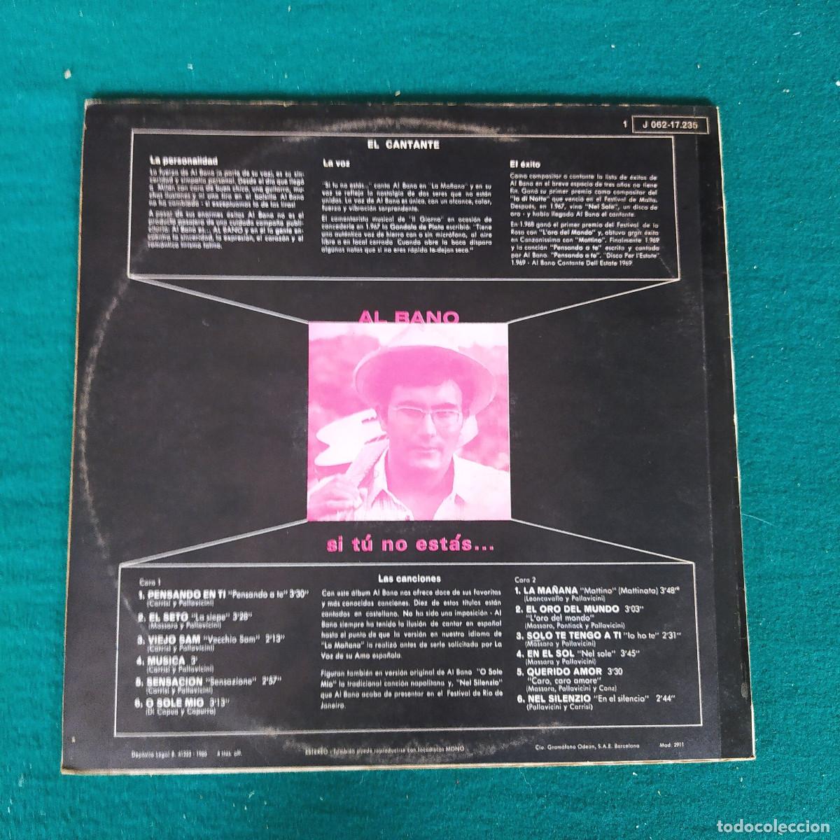 Discos de vinilo: Al Bano &ndash; Si T&uacute; No Est&aacute;s... - Foto 2