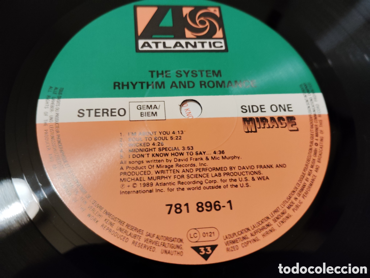 Discos de vinilo: THE SYSTEM - RHYTHM AND ROMANCE ( 1989 ) - Foto 4