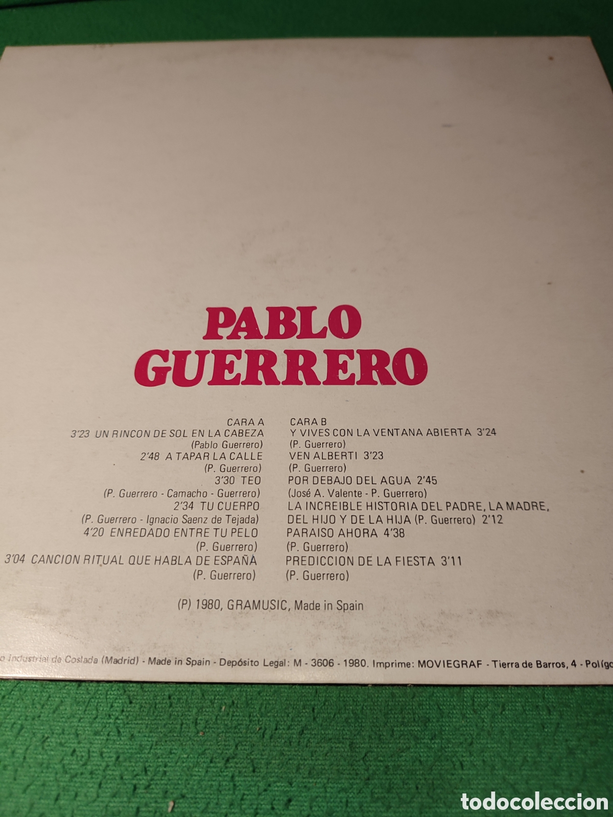 Discos de vinilo: Pablo Guerrero - Versi&oacute;n original Vinilo Lp - Foto 2