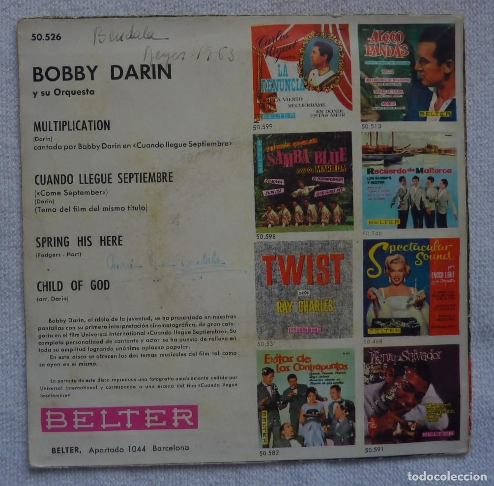 Discos de vinilo: BOBBY DARIN // MULTIPLICATION+3 // 1962 // EP - Foto 2