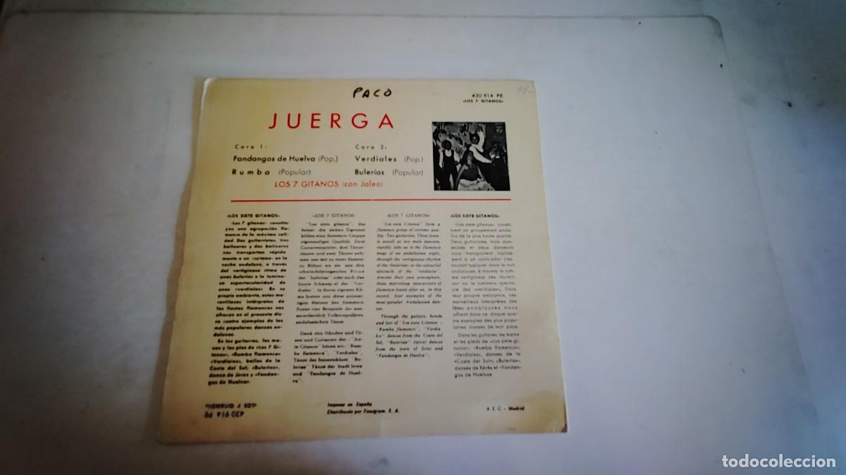 Discos de vinilo: LOS 7 GITANOS-EP JUERGA-NUEVO - Foto 2