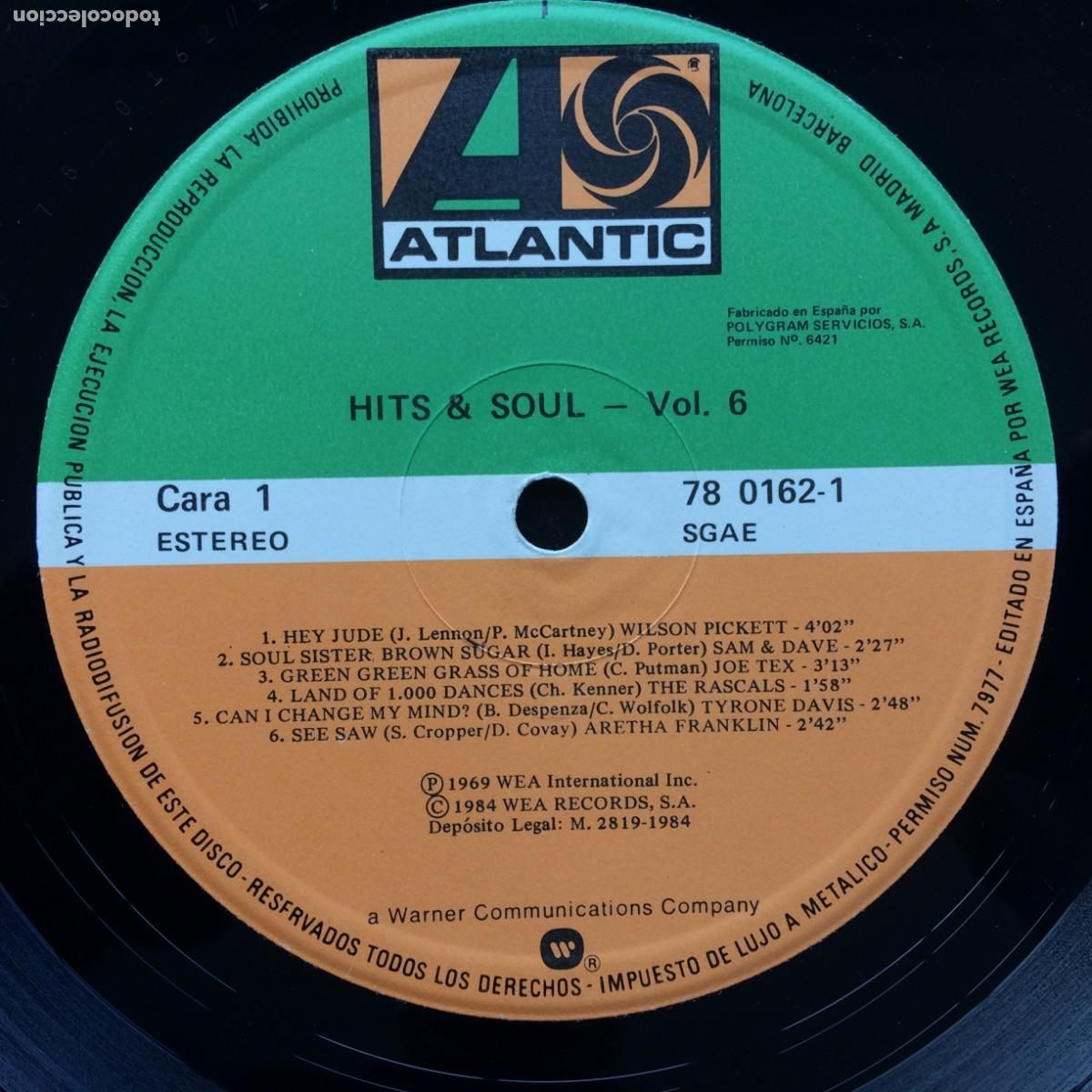 Discos de vinilo: Various &lrm;&ndash; Hits & Soul 6 Spain 1984 Atlantic - Foto 3