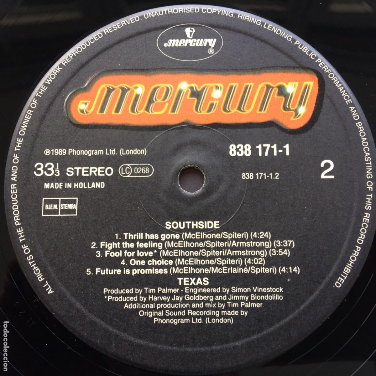 Discos de vinilo: Texas &lrm;&ndash; Southside , Holanda 1989 Mercury - Foto 6
