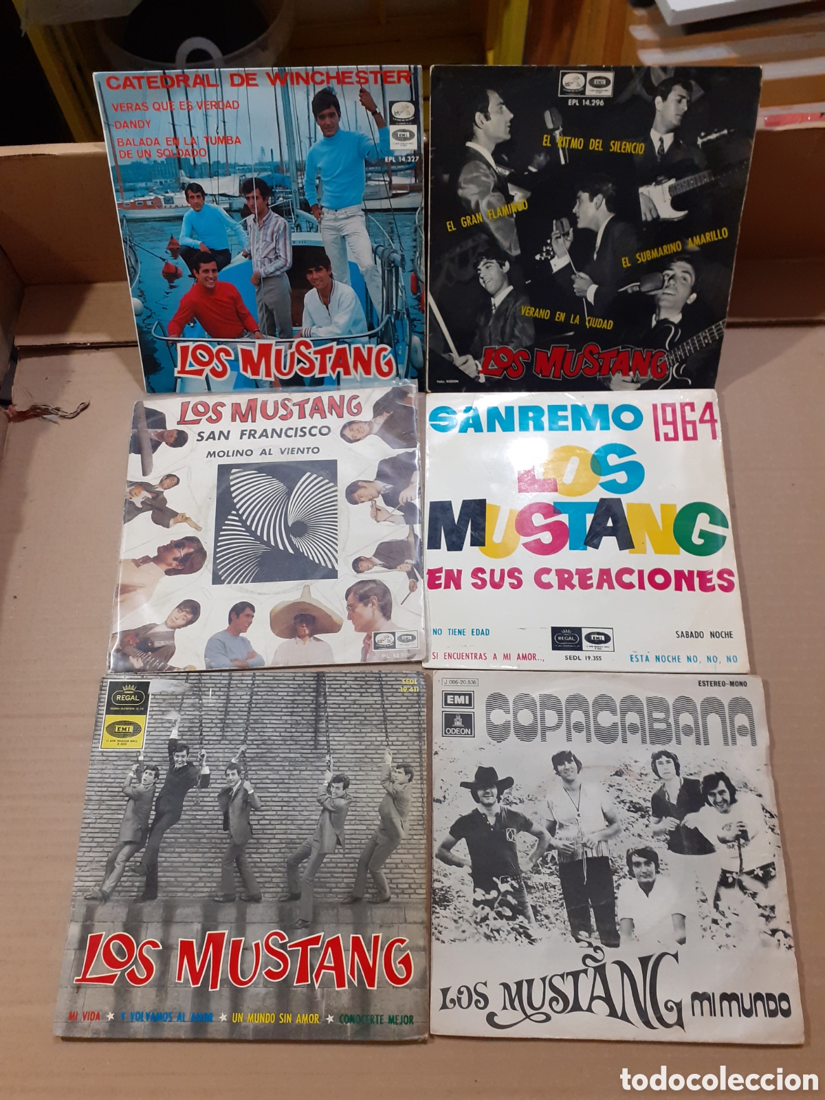Discos de vinilo: Los mustang. Lote de seis singles. - Foto 1
