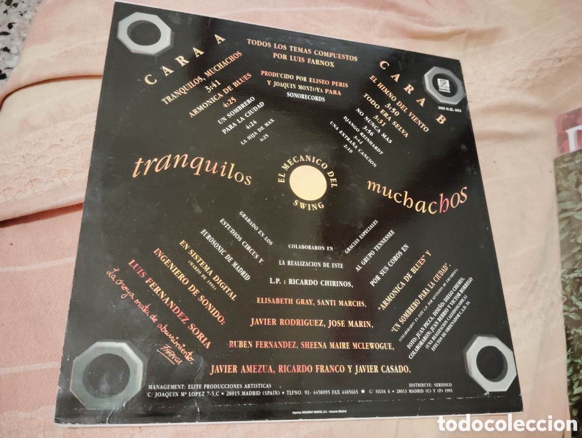 Discos de vinilo: EL MECANICO DEL SWING - TRANQUILOS , MUCHACHOS ( 1991 ) - Foto 2