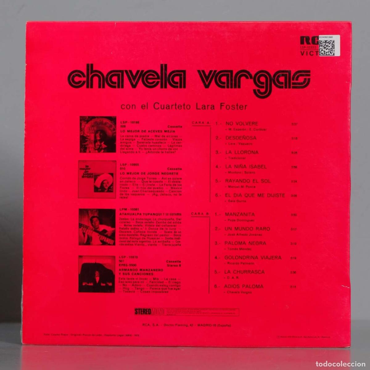 Discos de vinilo: LP. Chavela Vargas &lrm;&ndash; Chavela Vargas - Foto 2