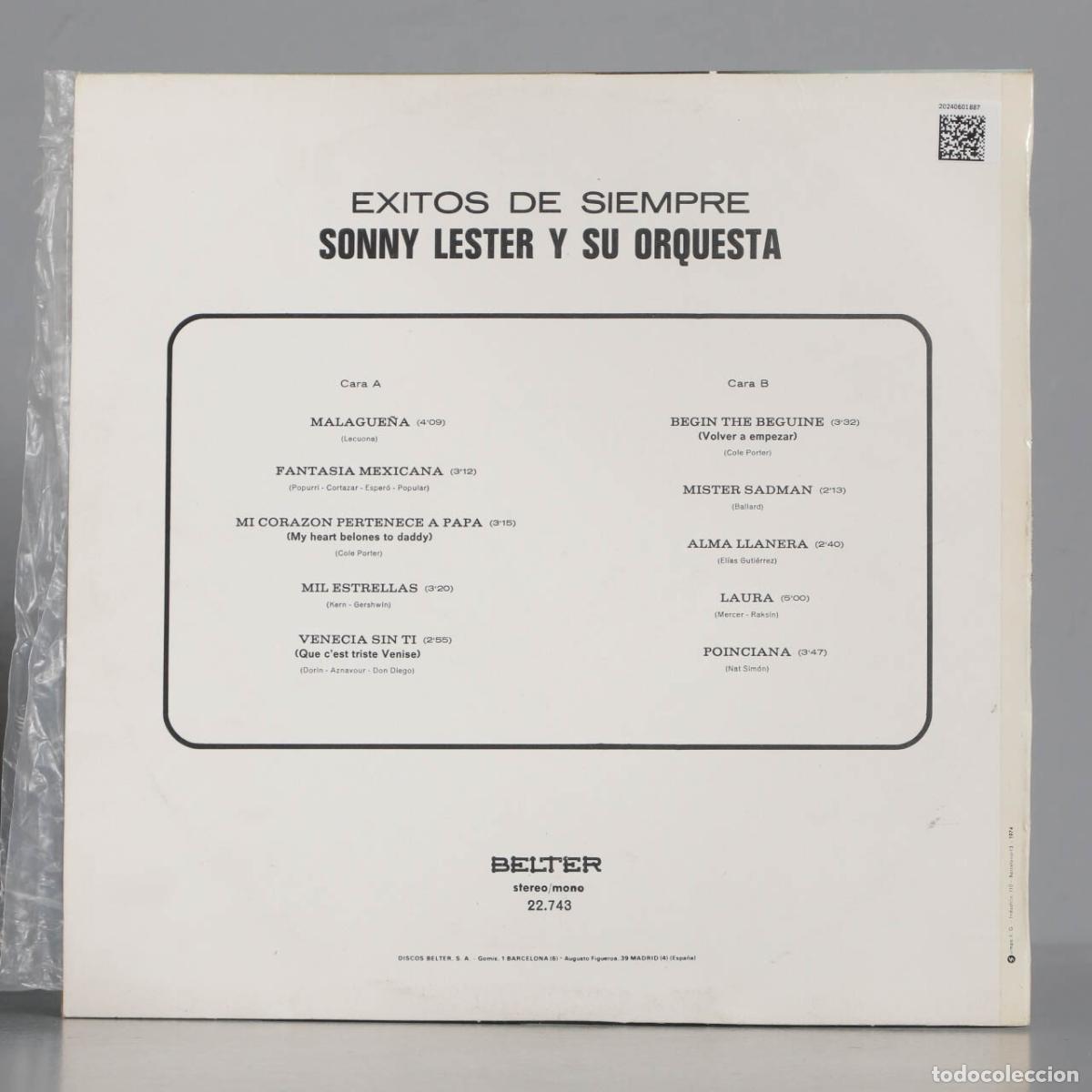 Discos de vinilo: LP. Sonny Lester Y Su Orquesta &ndash; &Eacute;xitos De Siempre - Foto 2