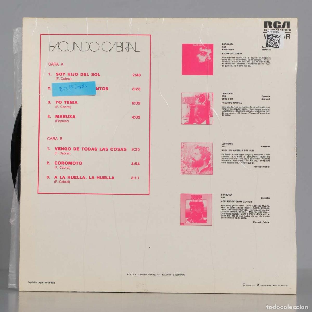 Discos de vinilo: LP. Facundo Cabral &ndash; Soy Hijo Del Sol - Foto 2