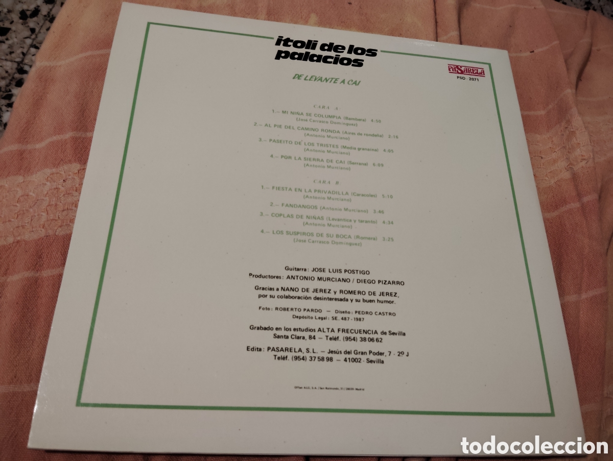 Discos de vinilo: ITLOI DE LOS PALACIOS - DE LEVANTE A CAI ( 1987 ) - Foto 2