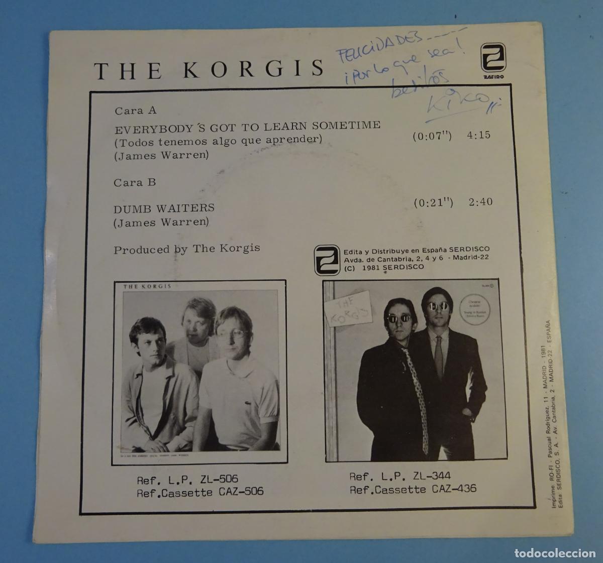 Discos de vinilo: THE KORGIS. EVERYBODYS GOT TO LEARN SOMETIME. SINGLE. SERDISCO 1981 - Foto 2