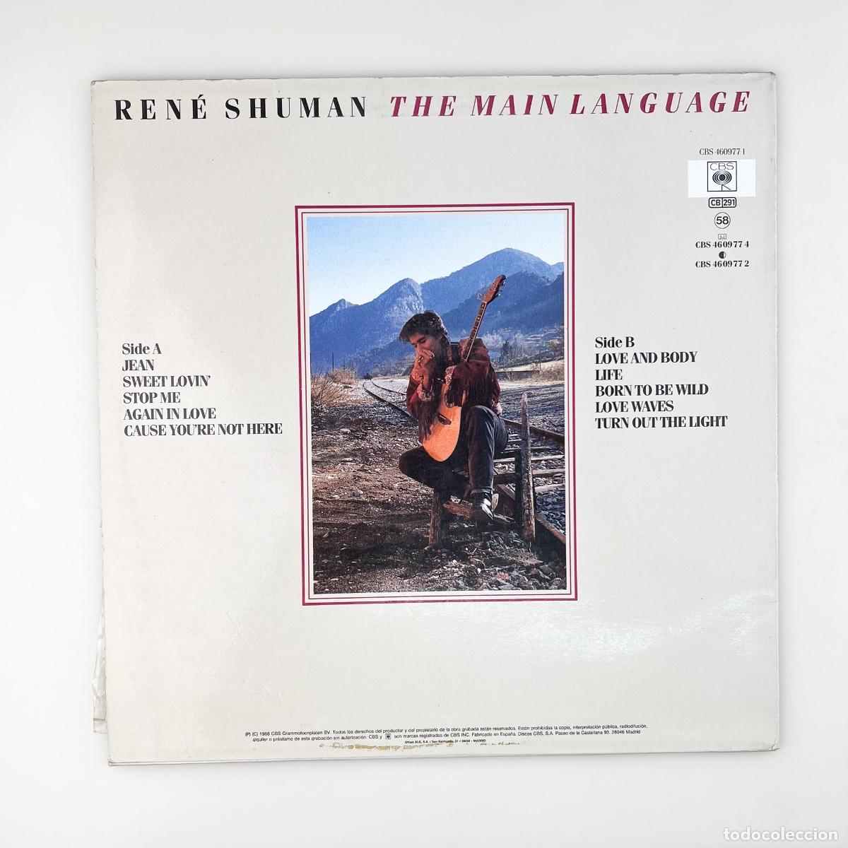 Discos de vinilo: LP. Ren&eacute; Shuman. The Main Language (VG+/VG+) - Foto 2