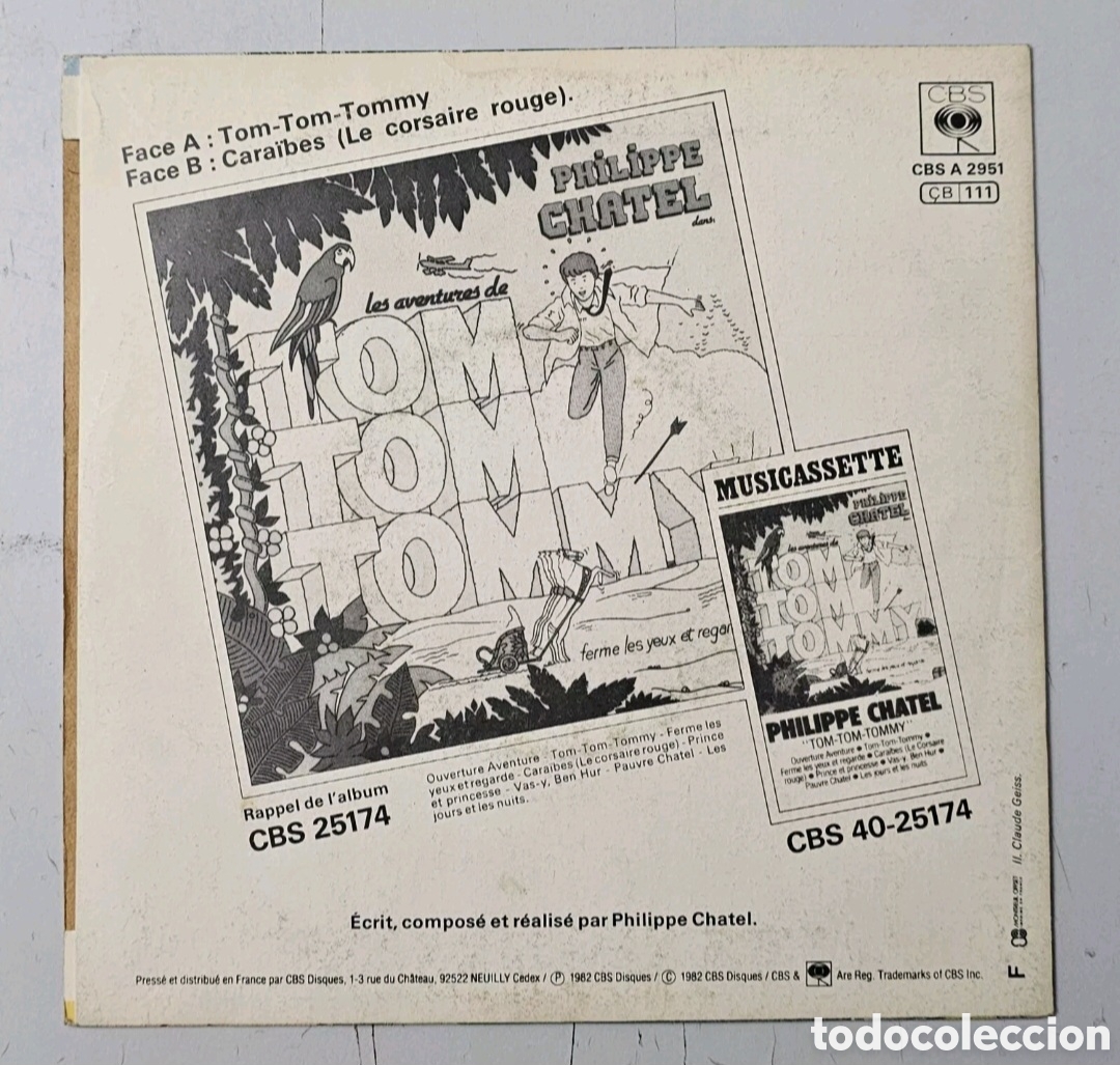 Discos de vinilo: PHILIPPE CHATEL - Les aventures de Tom Tom Tommy (Francia - CBS - 1982) COMO NUEVO!! - Foto 4