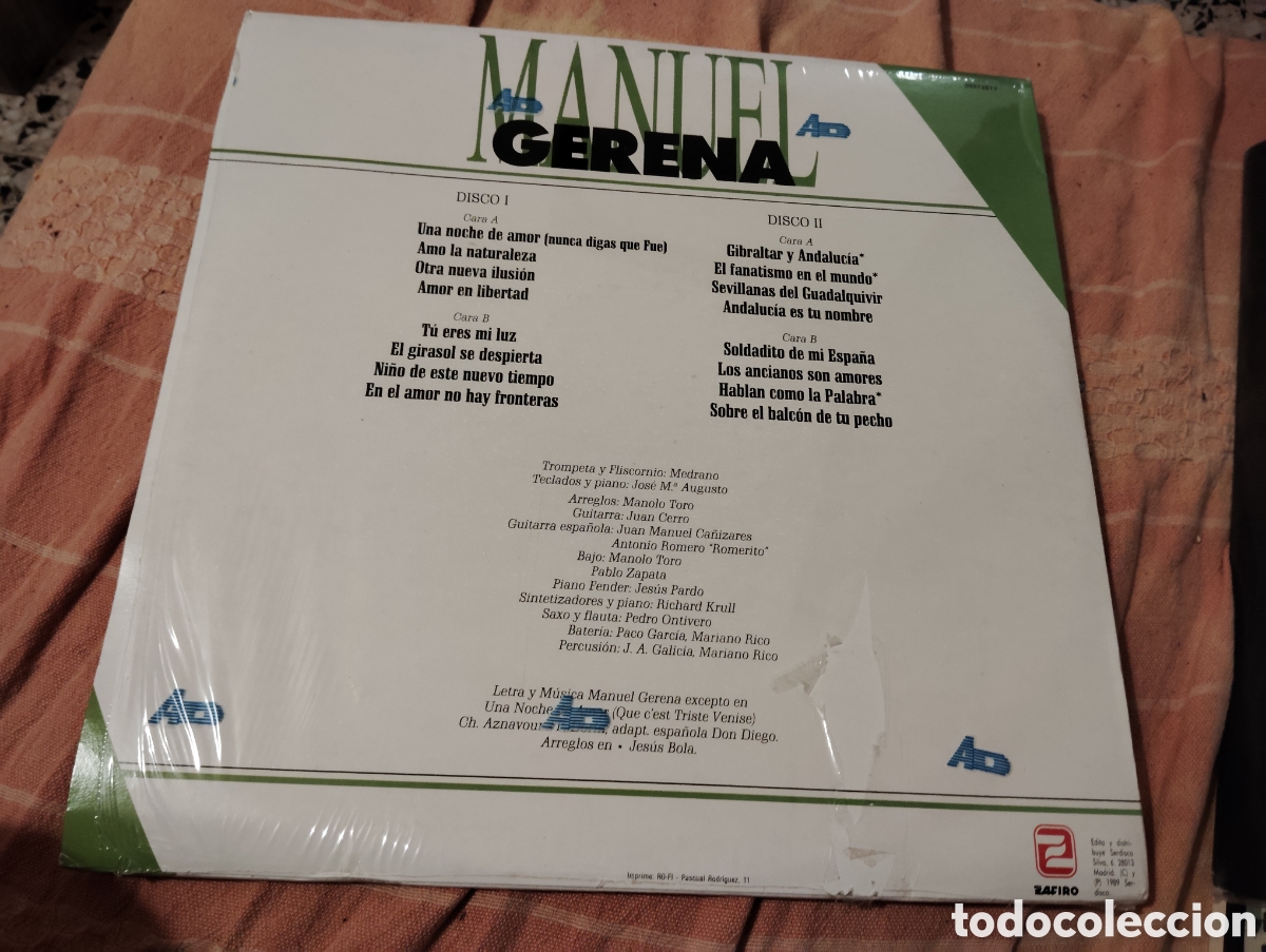 Discos de vinilo: MANUEL GERENA - DEL SUR VENGO A TI ( 1989) - Foto 2