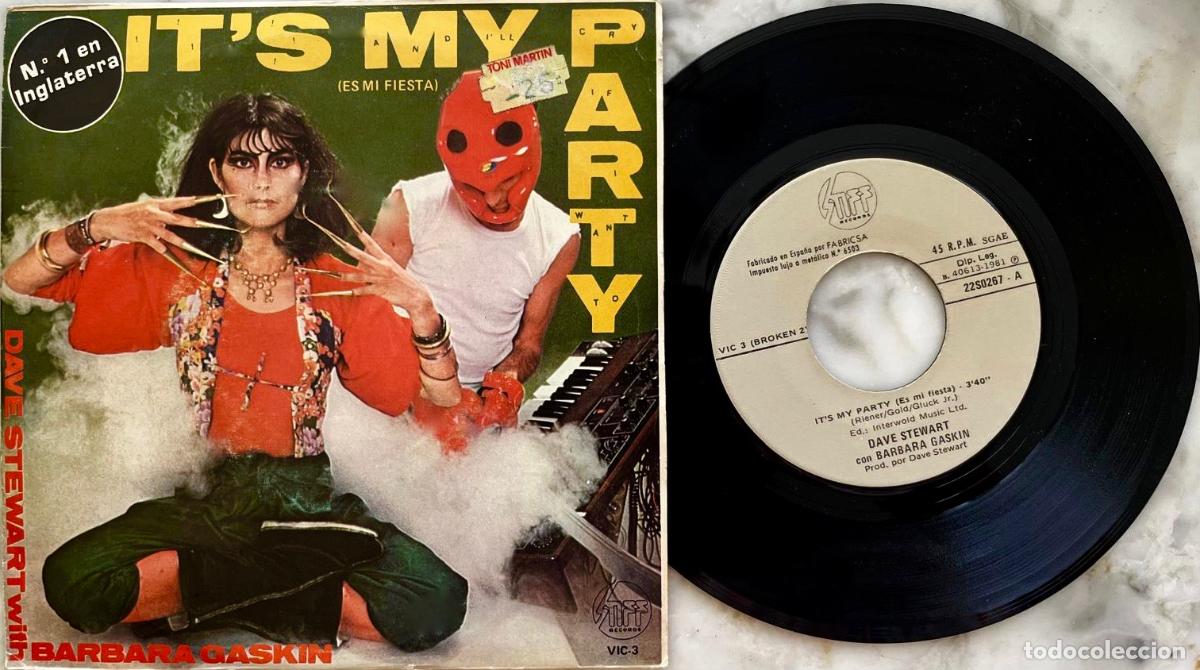 Dischi in vinile: DAVE STEWAERT WITH BARBARA GASKIN, IT'S MY PARTY. ES MI FIESTA. SINGLE ORIGINAL ESPA&Ntilde;A
