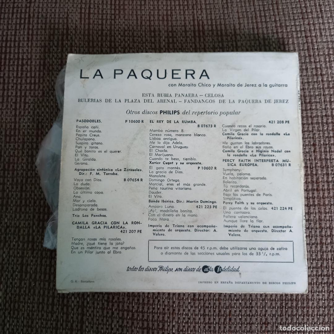 Discos de vinilo: Disco Single de La Paquera de Jerez con ... - Foto 2