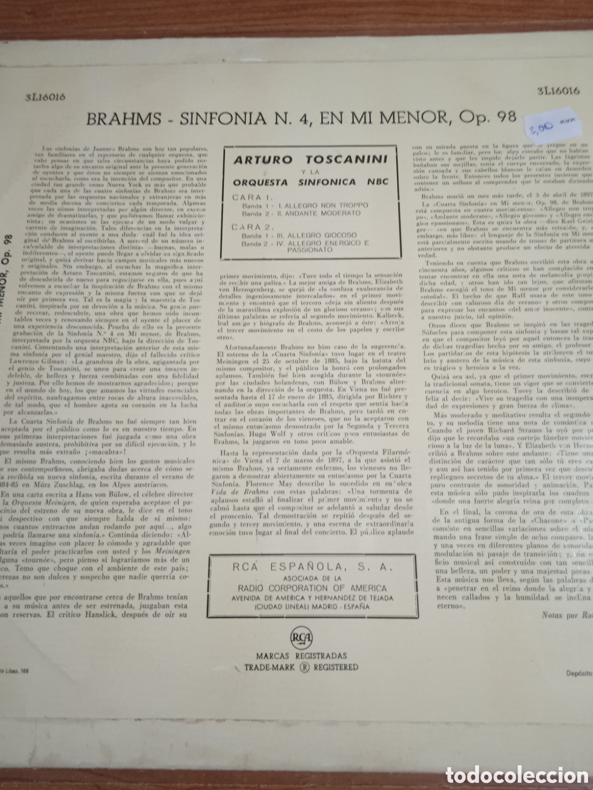 Discos de vinilo: Brahms - symphony no 4 - Foto 2