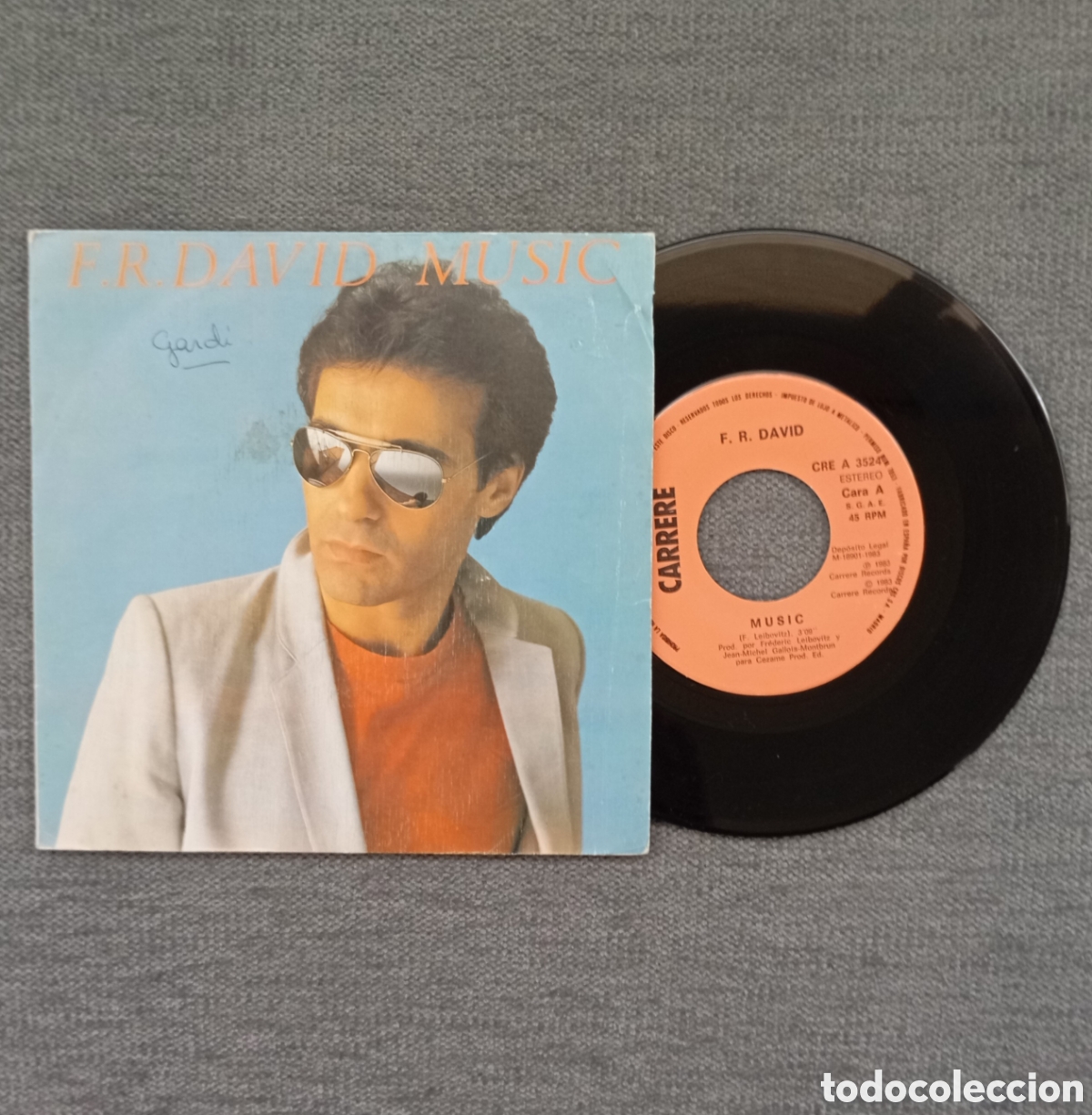 Dischi in vinile: F.R. David. Music/ Giving It Up. Single 7&rdquo;, a&ntilde;o 1983.