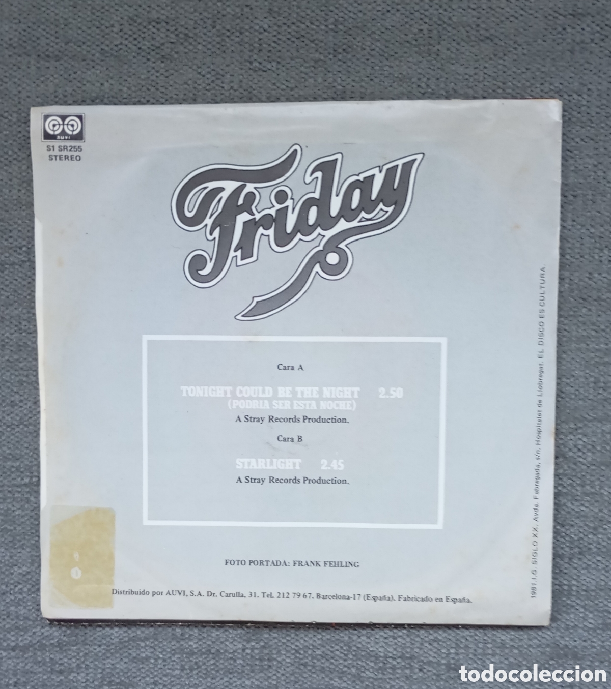 Discos de vinilo: Friday. Tonight Could Be The Night/ Starlight. Single 7&rdquo;, a&ntilde;o 1981. - Foto 2