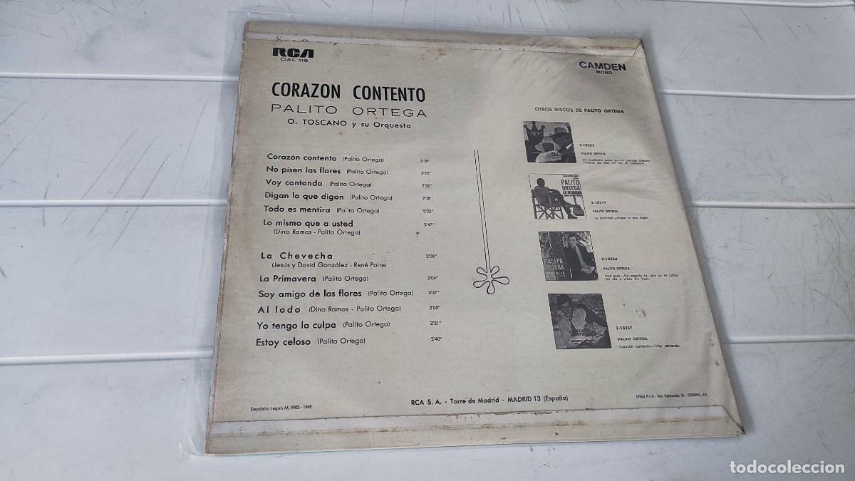 Discos de vinilo: LP PALITO ORTEGA - CORAZ&Oacute;N CONTENTO - Foto 2