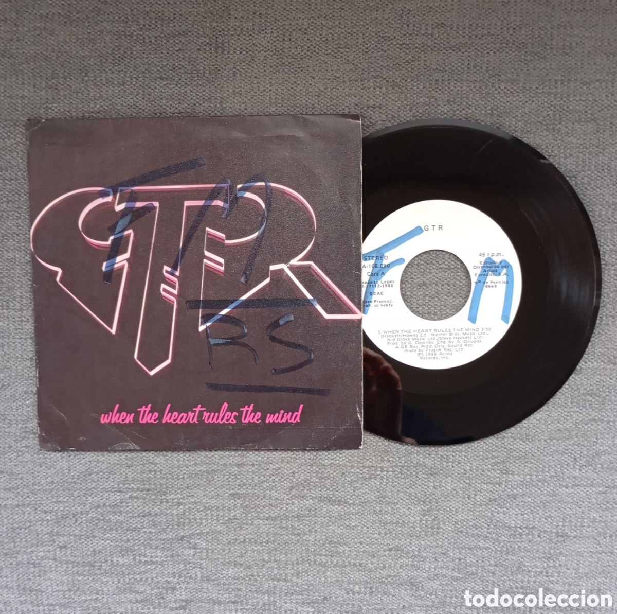 Dischi in vinile: G.T.R. When The Heart Rules The Mind/ Reach Out. Single 7&rdquo;, a&ntilde;o 1986.