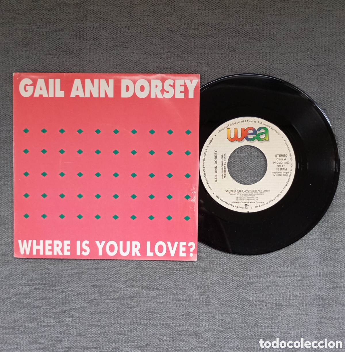 Dischi in vinile: Gail Ann Dorsey. Where Is Your Love?/ Where Is Your Love?. Single 7&rdquo; PROMO, a&ntilde;o 1988.