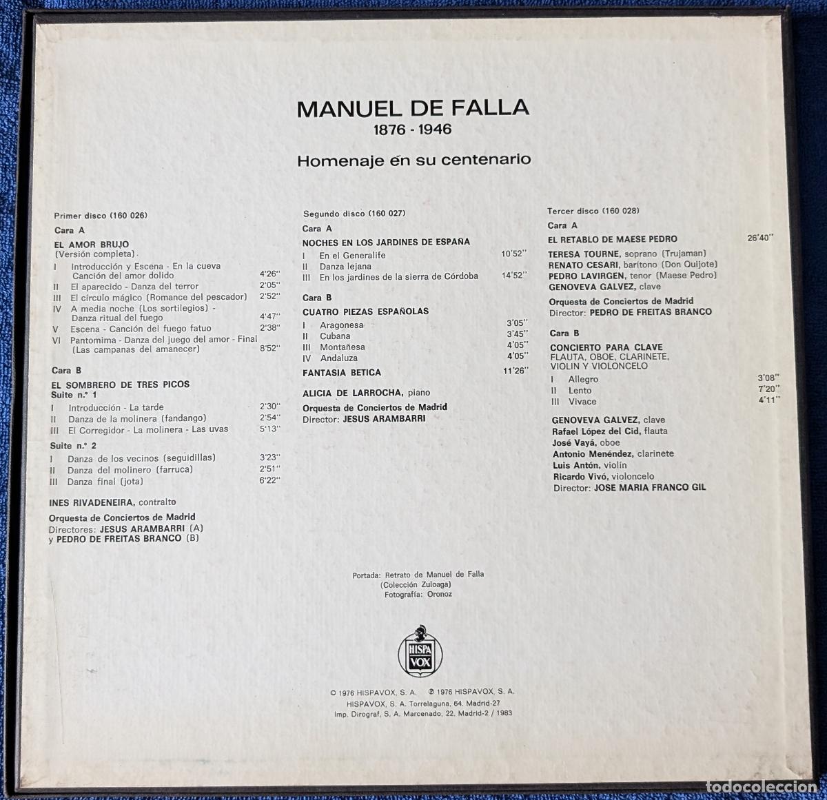 Discos de vinilo: Manuel De Falla &ndash; Homenaje En Su Centenario (1976) - Foto 7