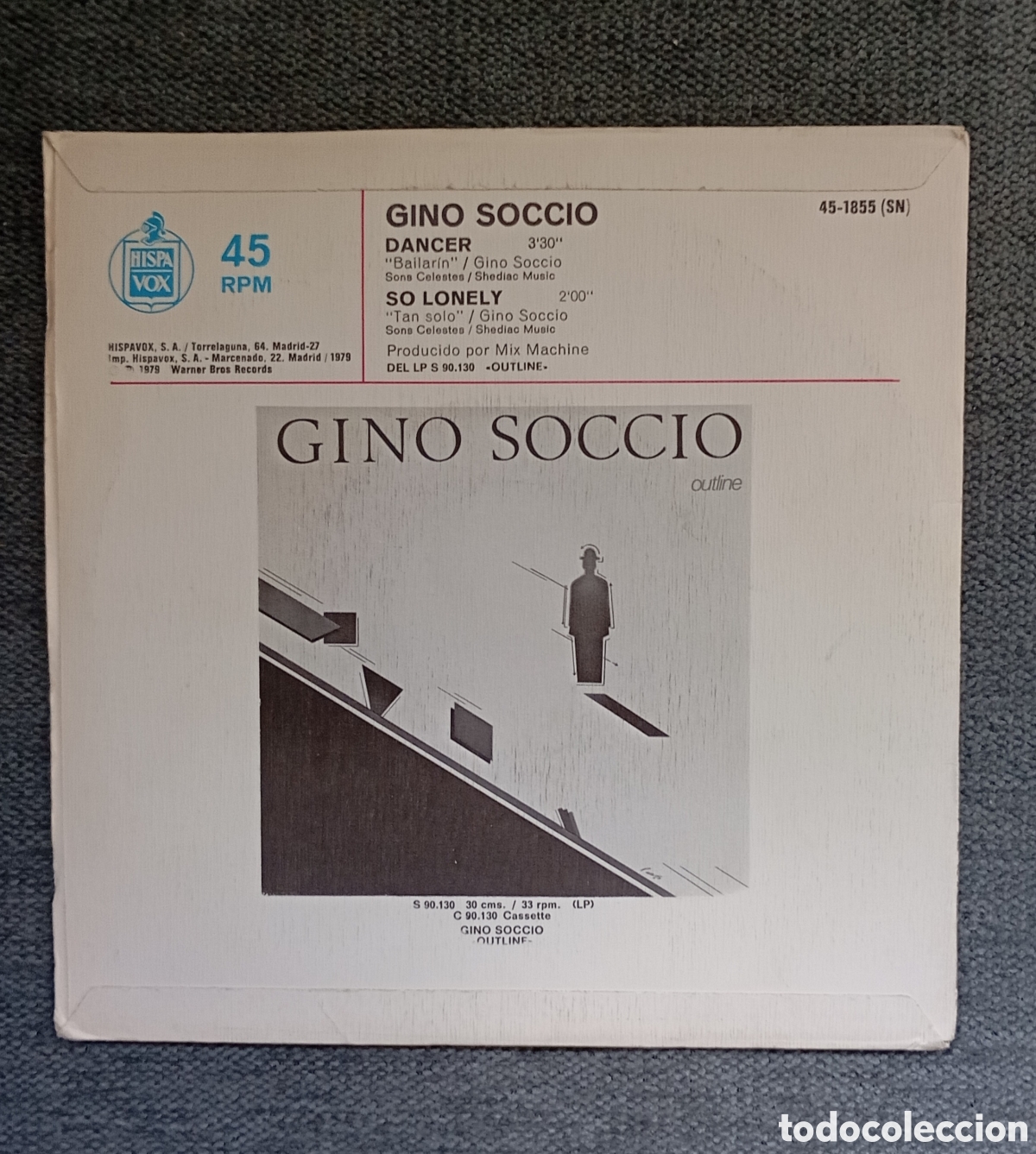 Discos de vinilo: Gino Soccio. Dancer/ So Lonely. Single 7&rdquo;, a&ntilde;o 1979. - Foto 2