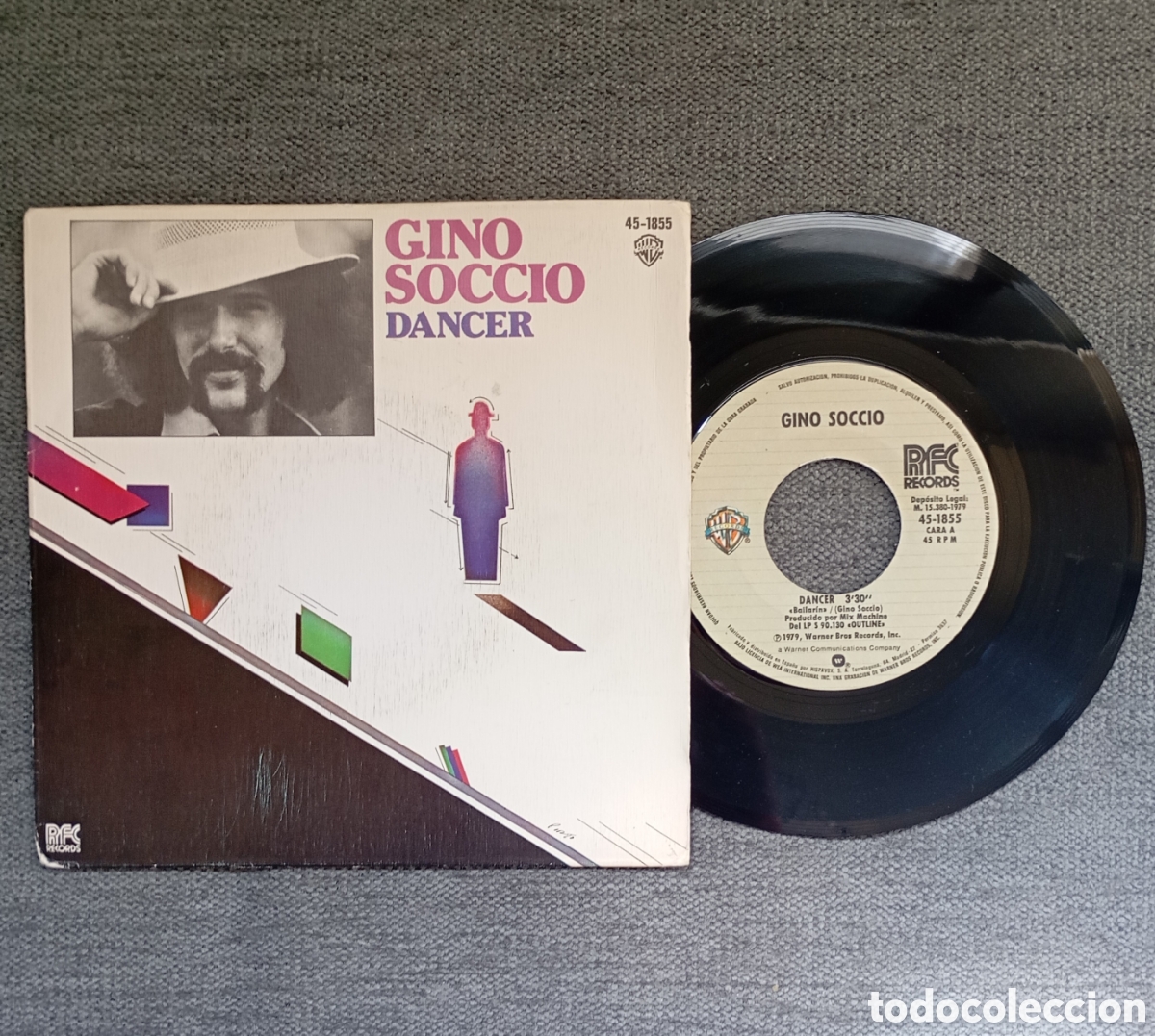 Discos de vinilo: Gino Soccio. Dancer/ So Lonely. Single 7&rdquo;, a&ntilde;o 1979. - Foto 1