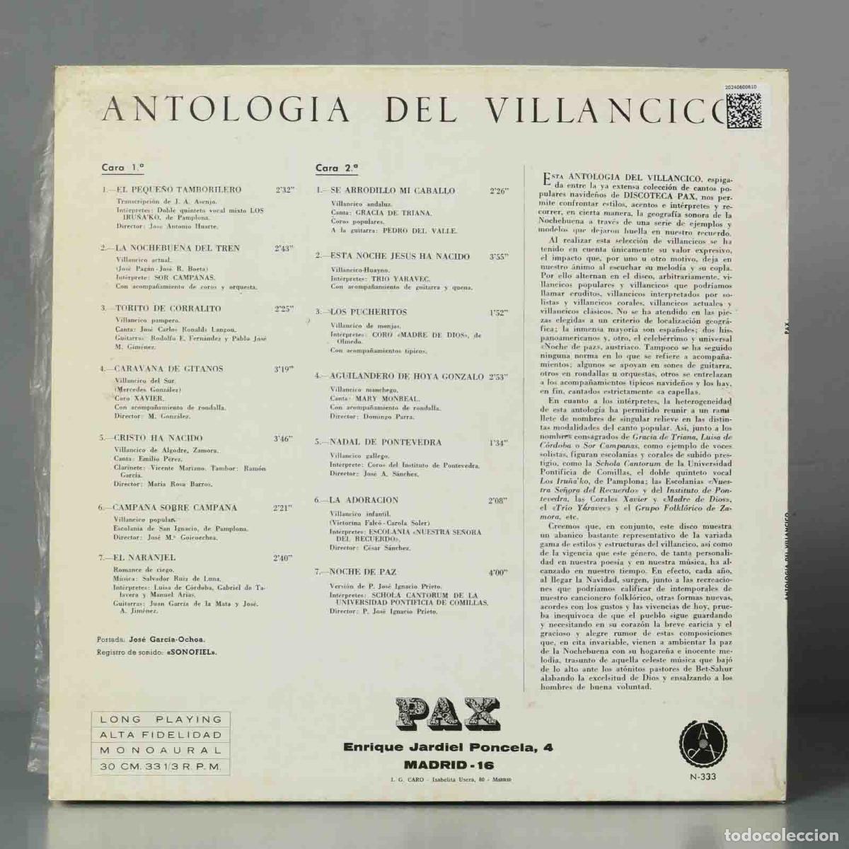 Discos de vinilo: LP. ANTOLOGIA DEL VILLANCICO - Foto 2