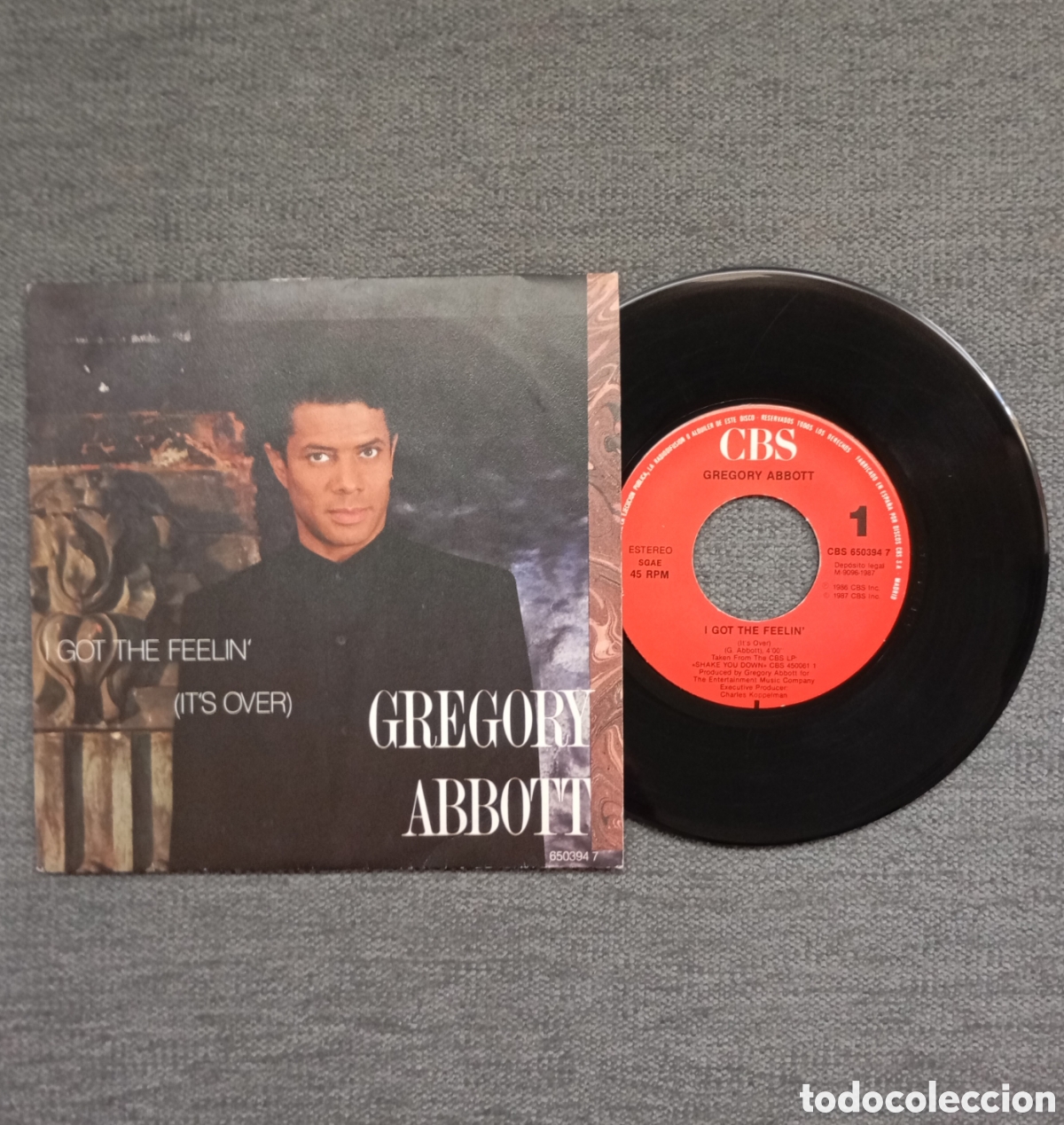 Discos de vinil: Gregory Aboott. I Got The Feelin'/ Rhyme And Reason. Single 7&rdquo;, a&ntilde;o 1987.