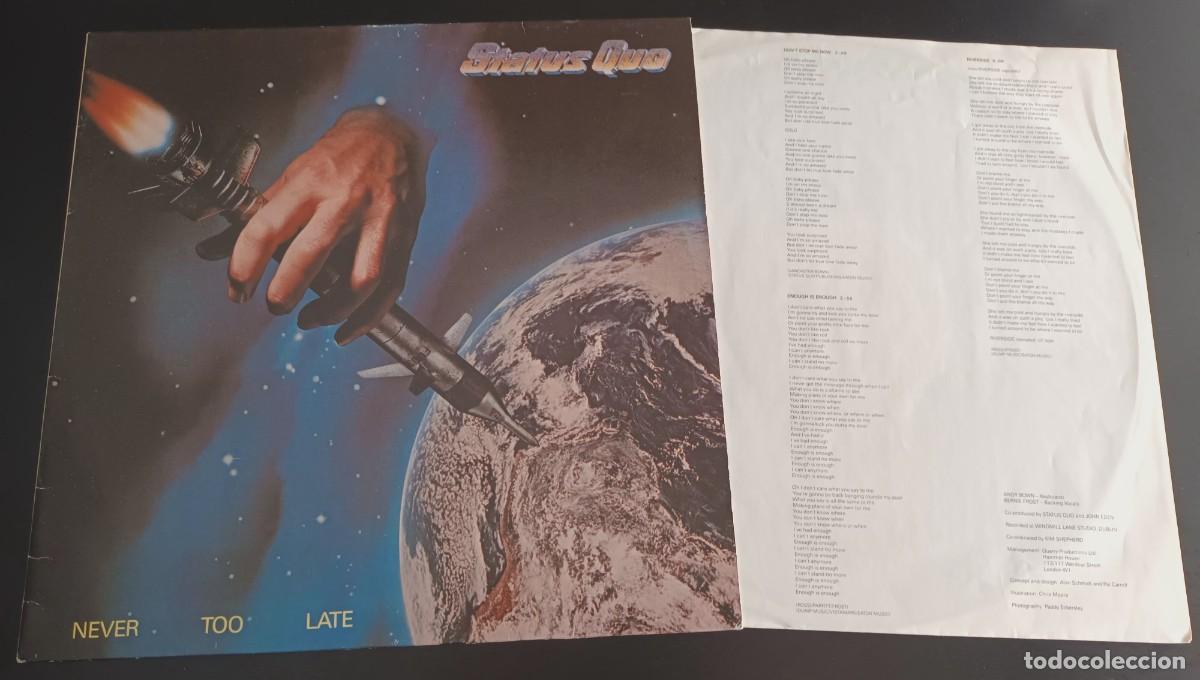 Discos de vinilo: STATUS QUO - NEVER TOO LATE - LP - Foto 3