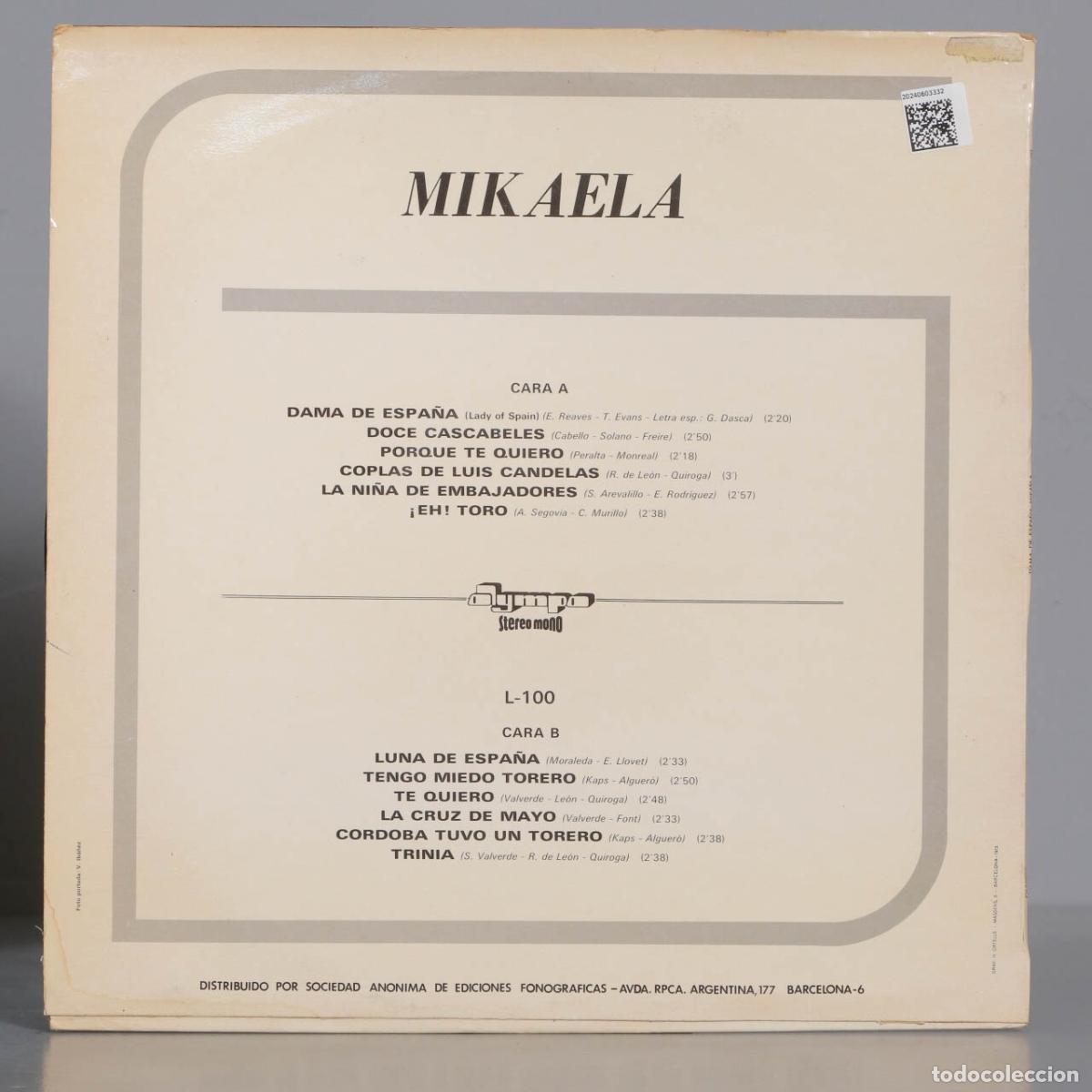 Discos de vinilo: LP. Mikaela &ndash; Dama De Espa&ntilde;a - Foto 2
