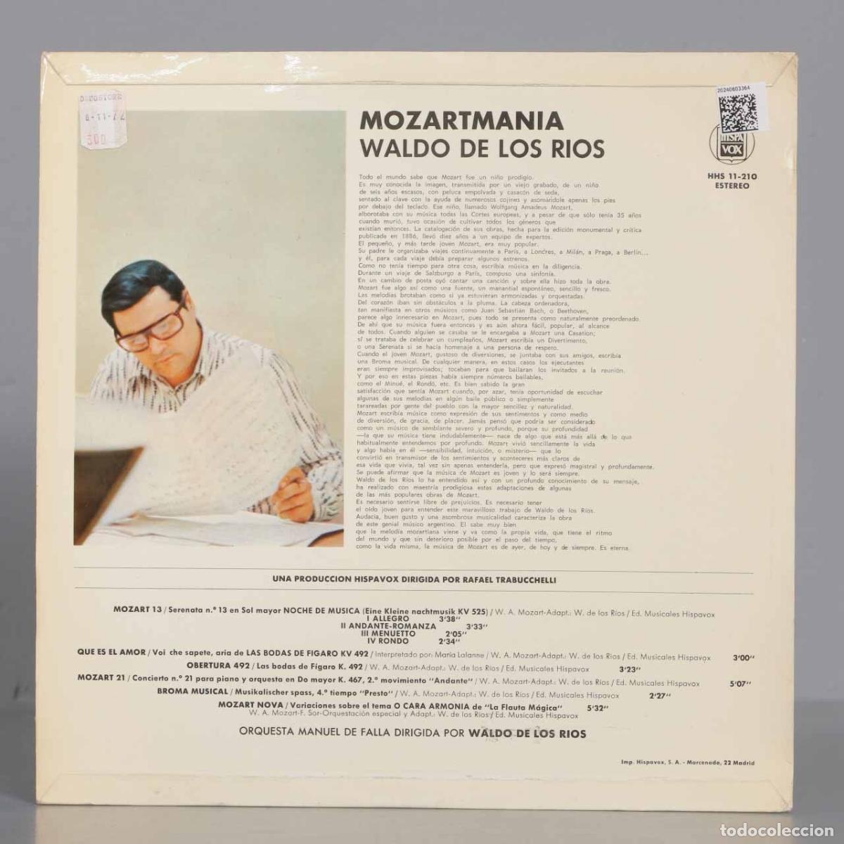 Discos de vinilo: LP. Waldo De Los Rios &ndash; Mozartmania - Foto 2