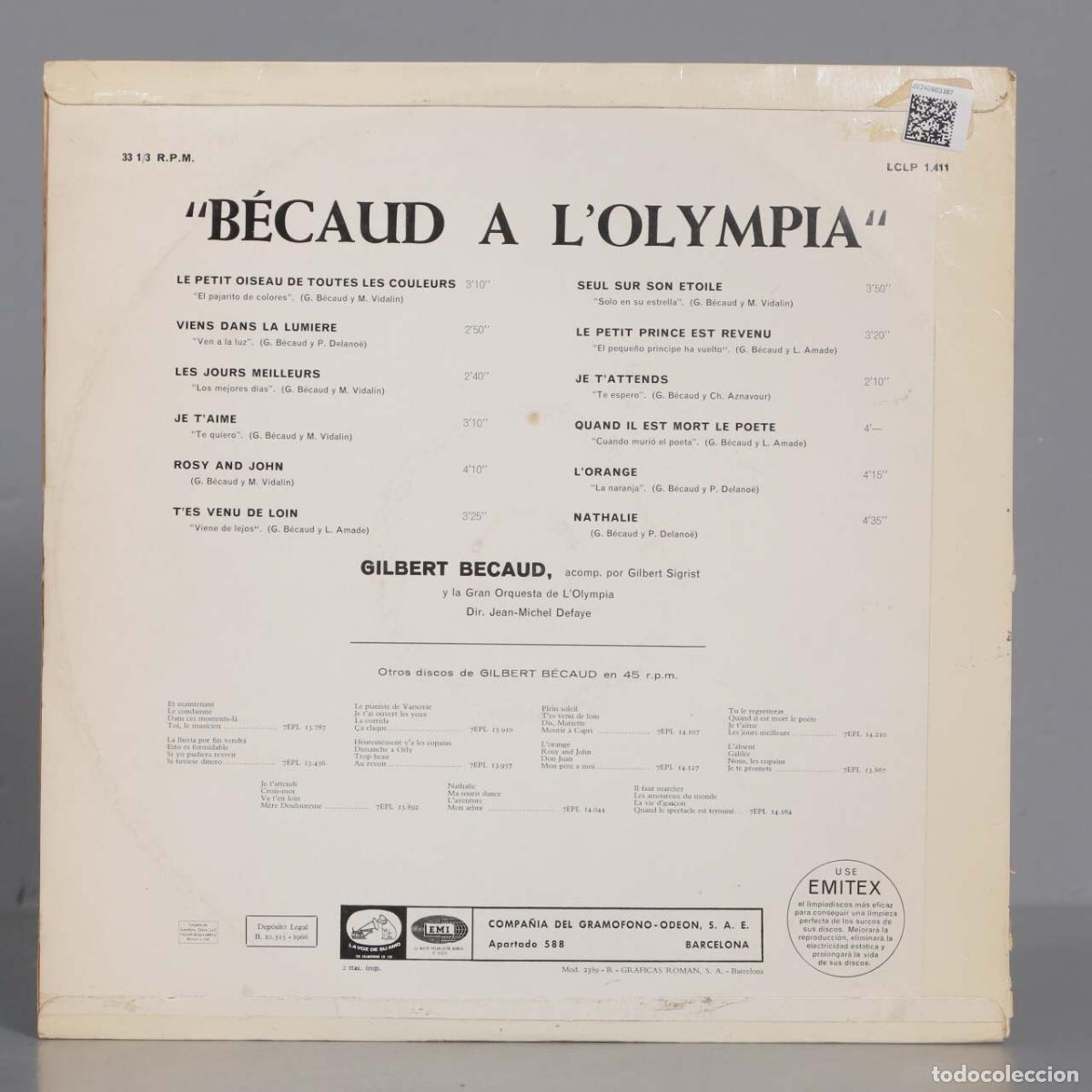 Discos de vinilo: LP. B&eacute;caud &ndash; B&eacute;caud &Agrave; L&acute;Olympia - Foto 2