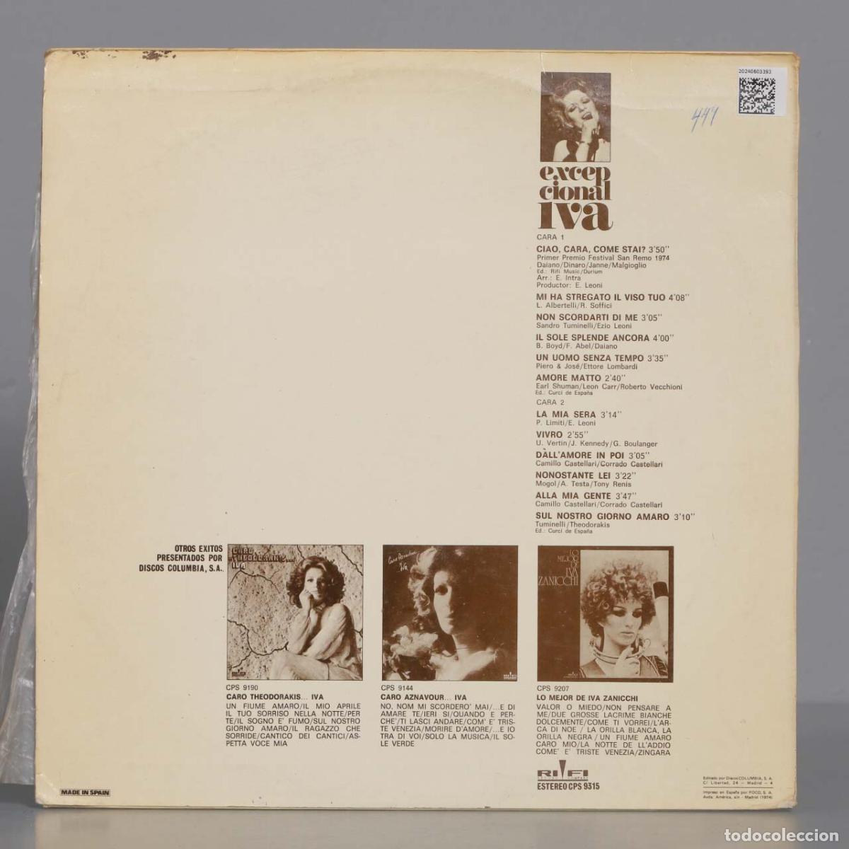 Discos de vinilo: LP. Iva Zanicchi &ndash; Excepcional Iva - Foto 2