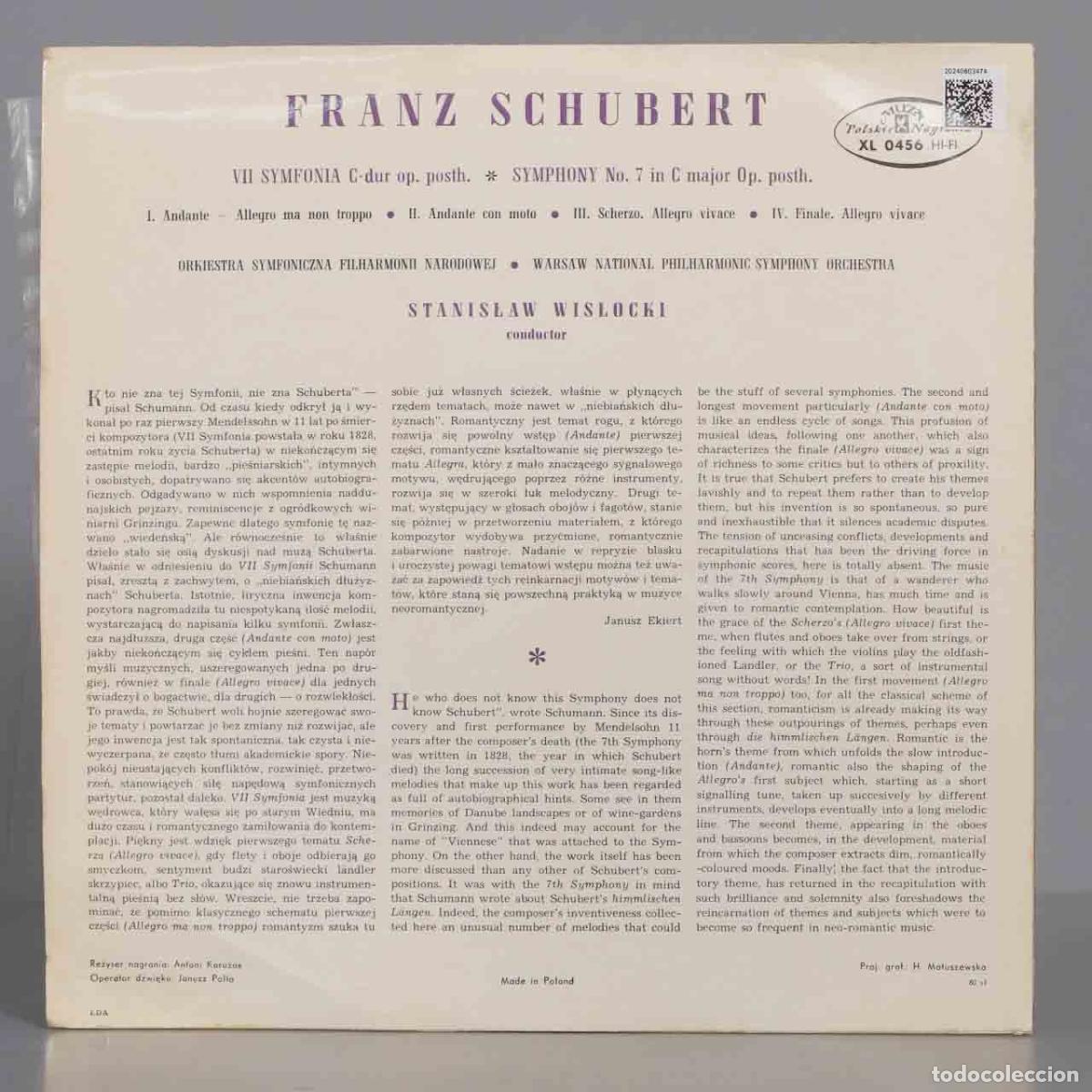 Discos de vinilo: LP. Wisłocki &ndash; Symphony No. 7 in C major. SCHUBER - Foto 2