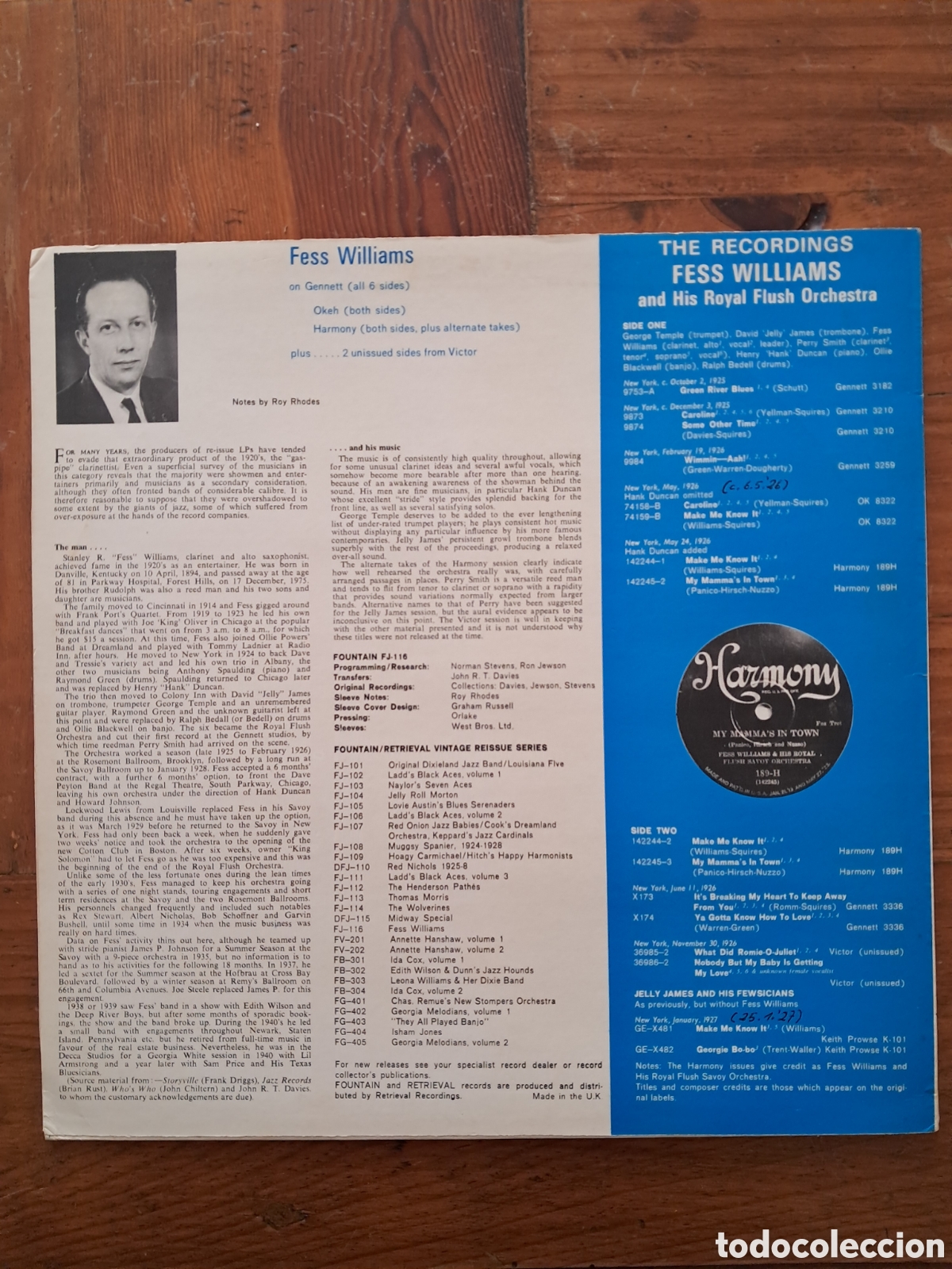 Discos de vinilo: Fess Williams and royal flush orchestra - Foto 2