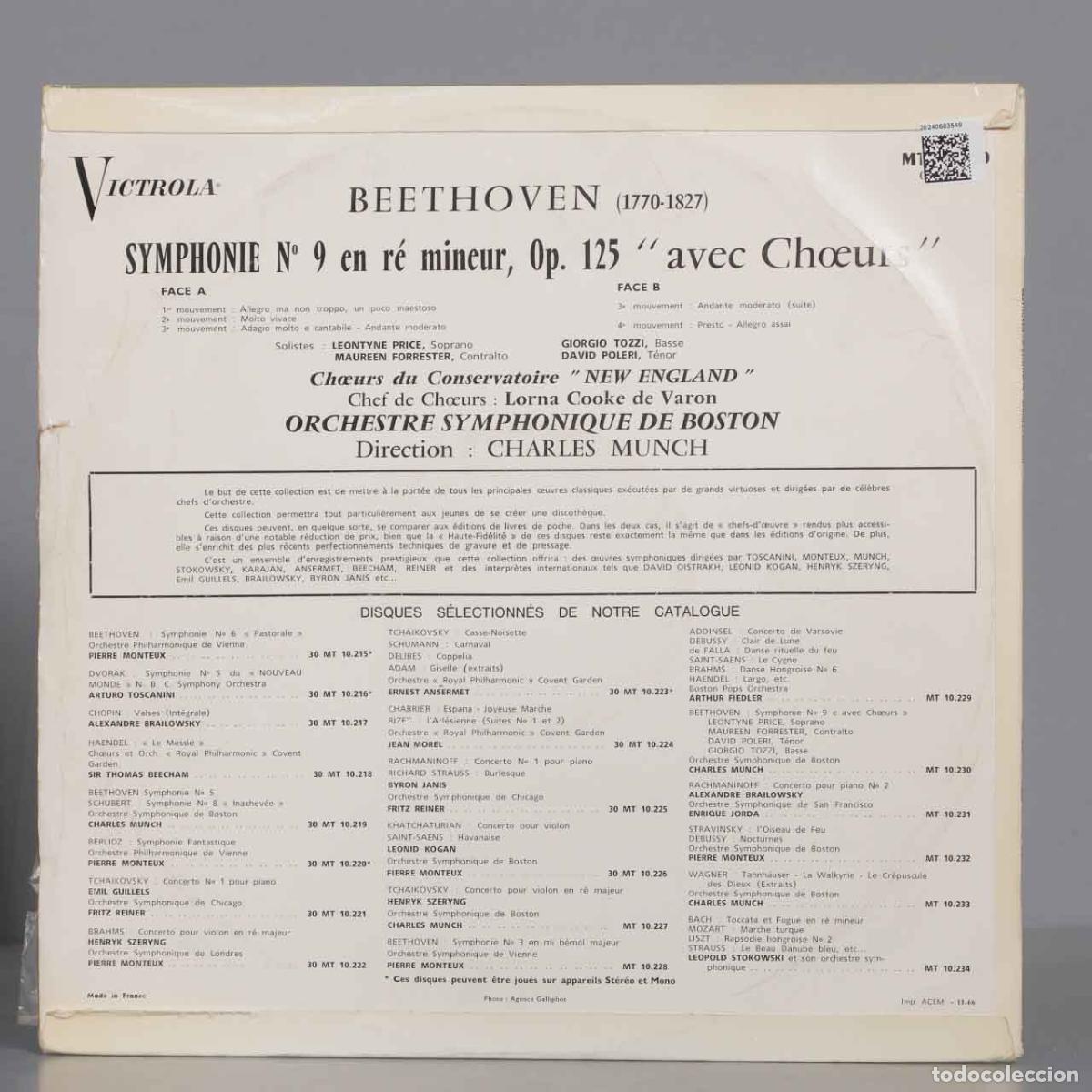 Discos de vinilo: LP. SYMPHONIE 9. BEETHOVEN. MUNCH - Foto 2