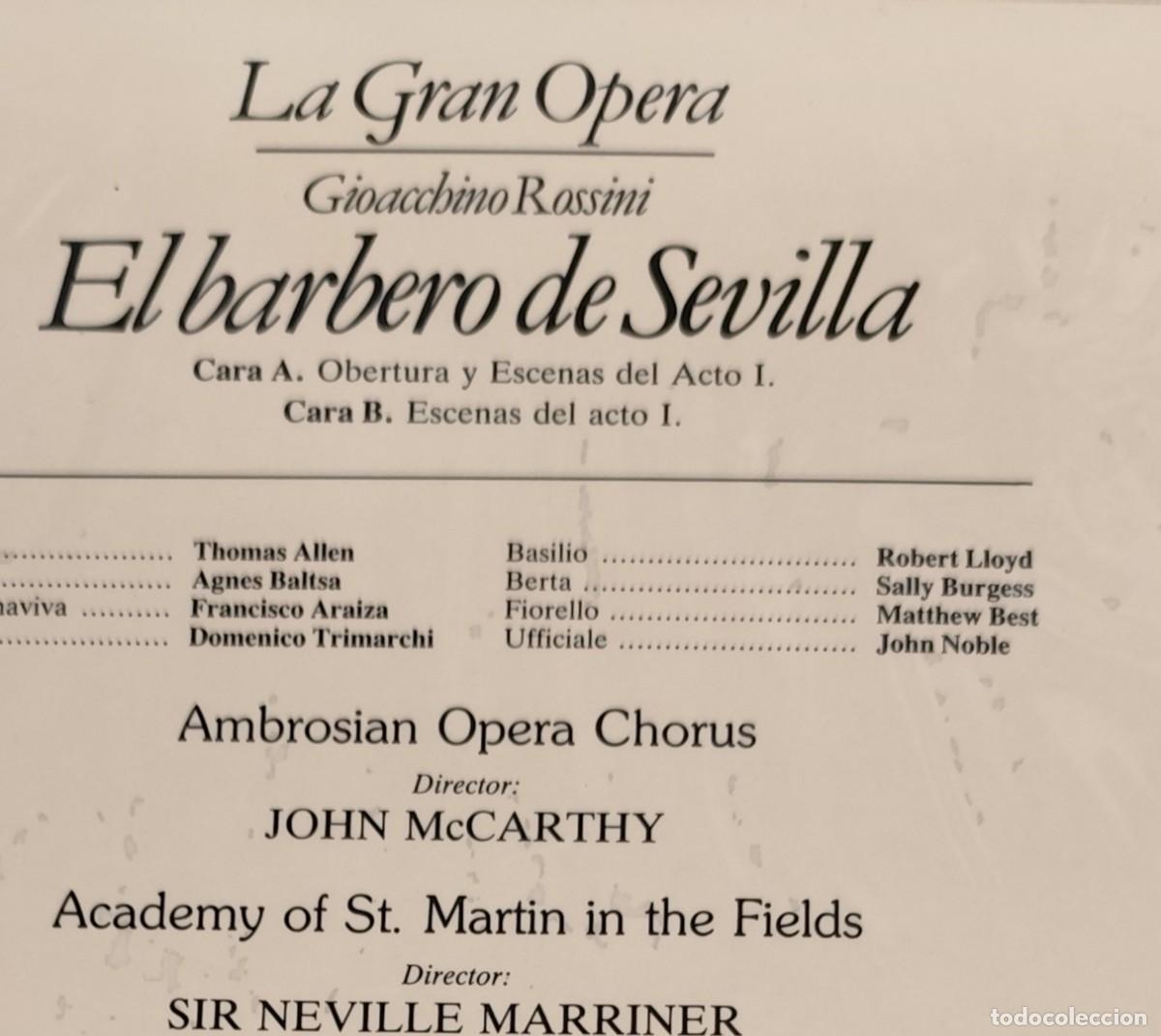 Discos de vinilo: LP LA GRAN OPERA, EL BARBERO DE SEVILLA - Foto 2