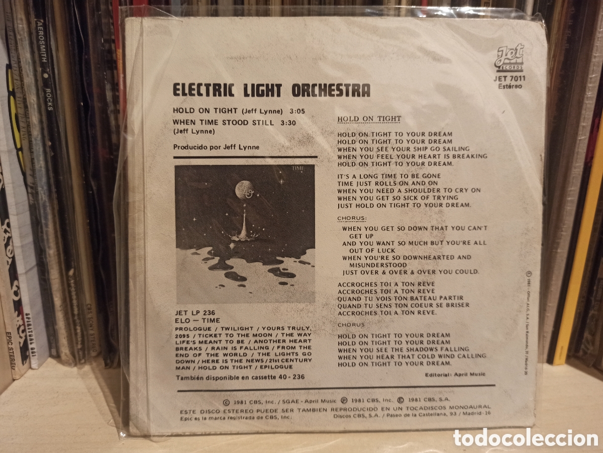Discos de vinilo: ELO-Hold On Tight single 1981 JET 7011 - Foto 2