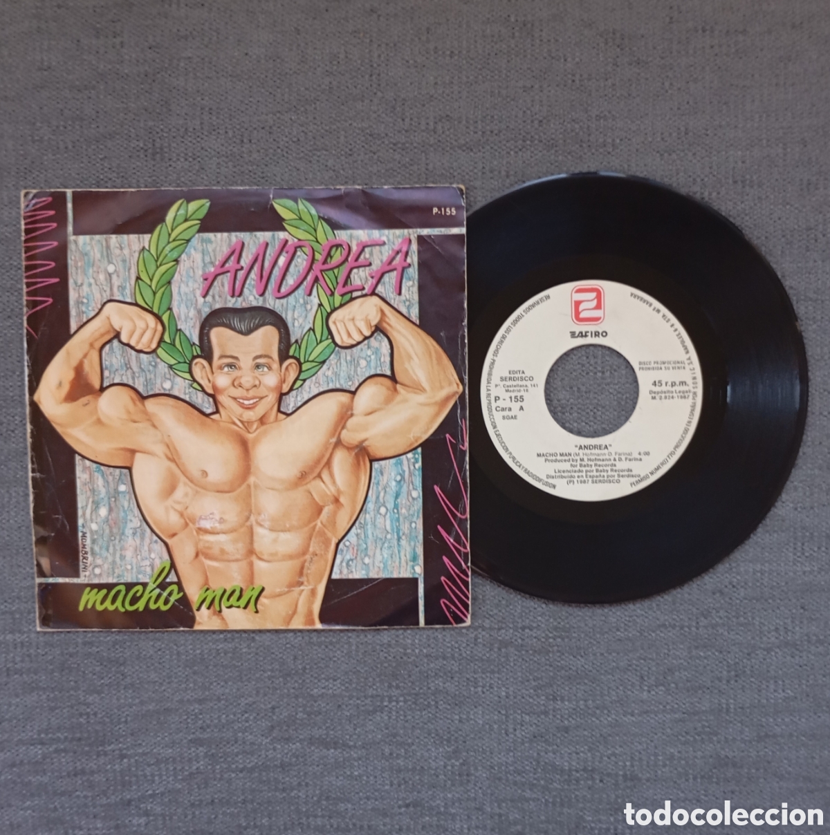 Discos de vinilo: Andrea. Macho Man/ Forever Macho Man. Single 7&rdquo;, a&ntilde;o 1987. - Foto 1